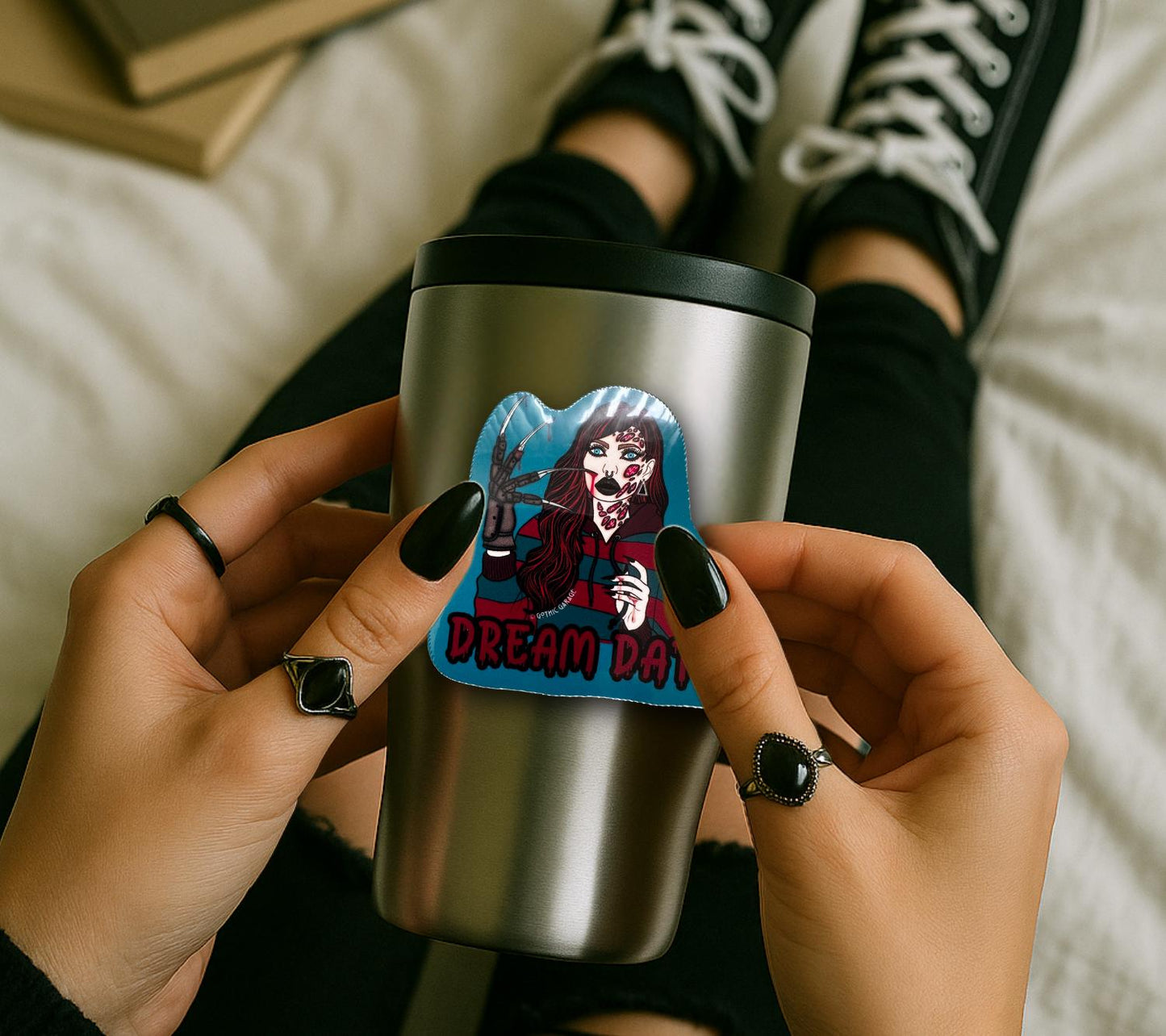Female Horror Villain Sticker: Waterproof Die Cut, Gore-Geek Gift (Glossy or Holographic)