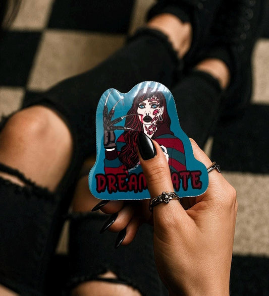 Female Horror Villain Sticker: Waterproof Die Cut, Gore-Geek Gift (Glossy or Holographic)