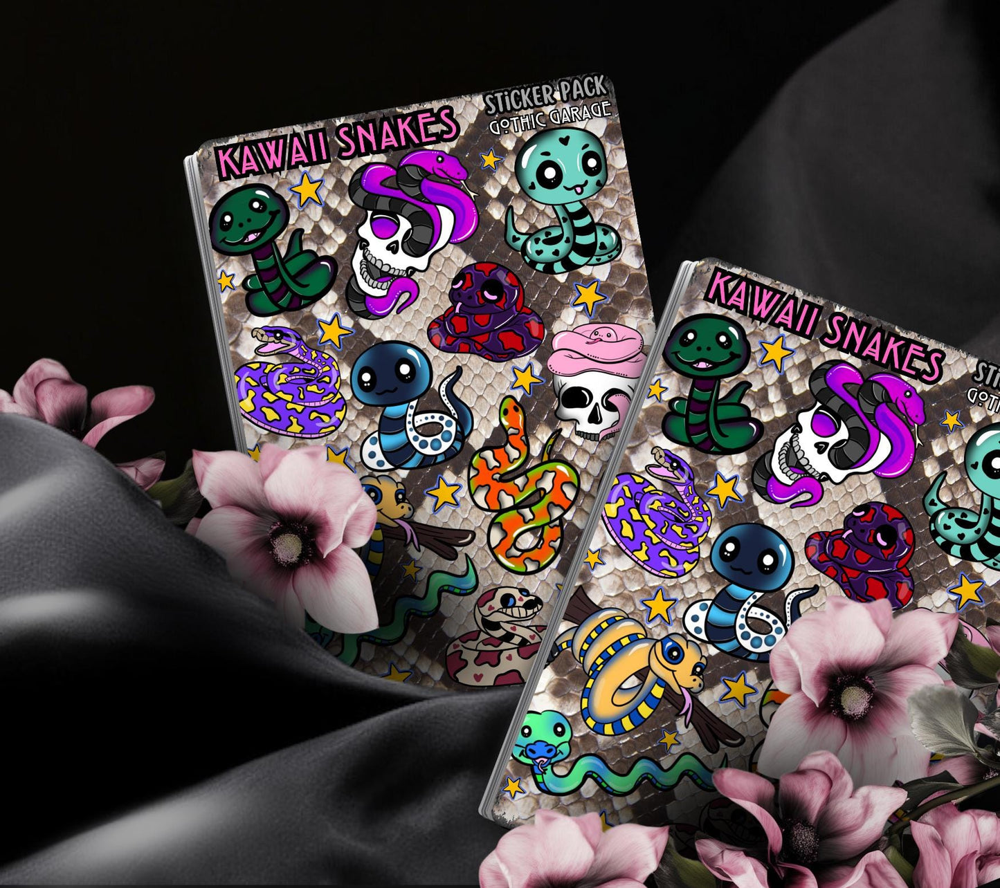 Kawaii Snakes Sticker Sheet- Goth Cutie Creepers