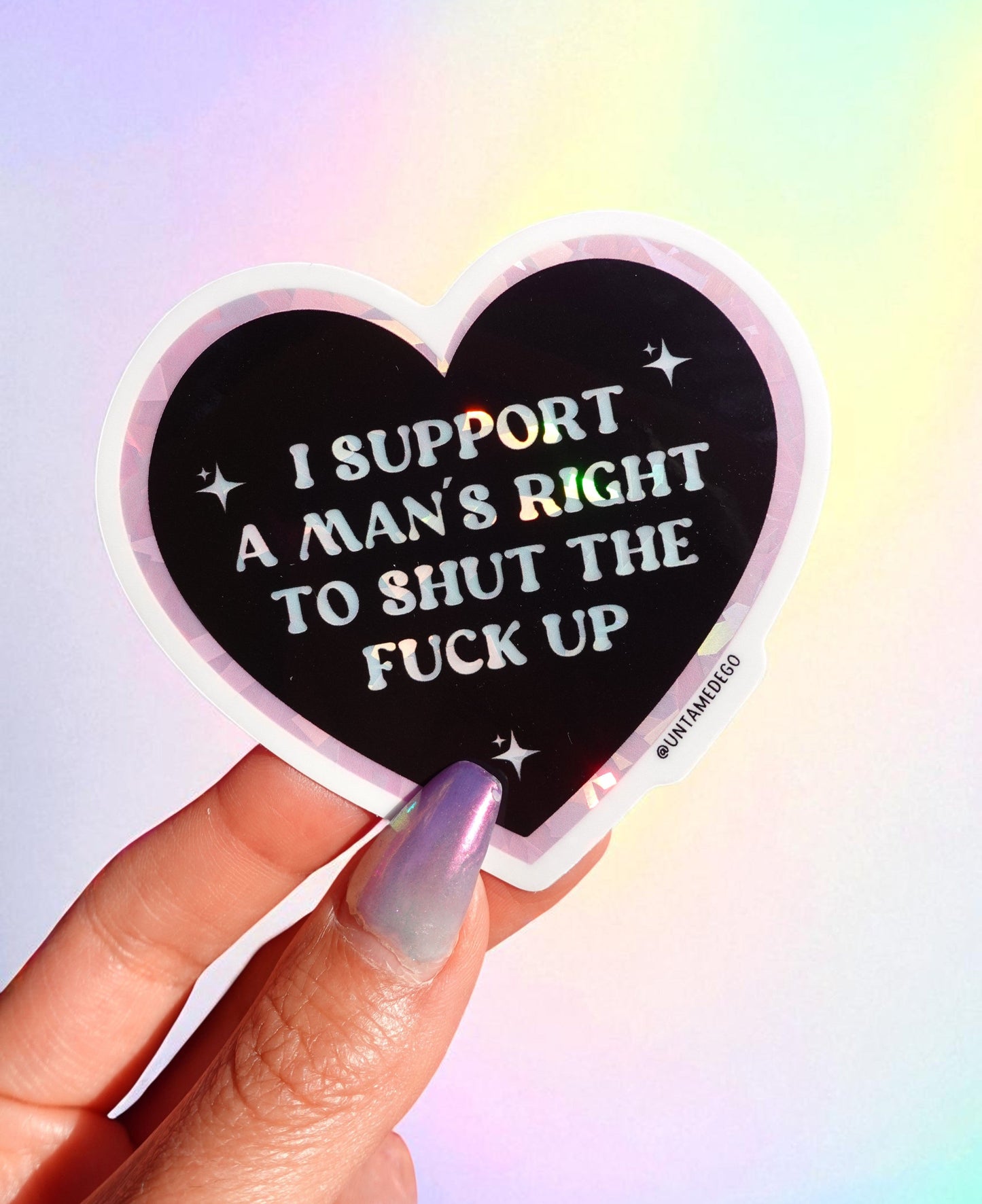 Feminist Heart Sticker – I Support a Man’s Right Glitter Vinyl Sticker