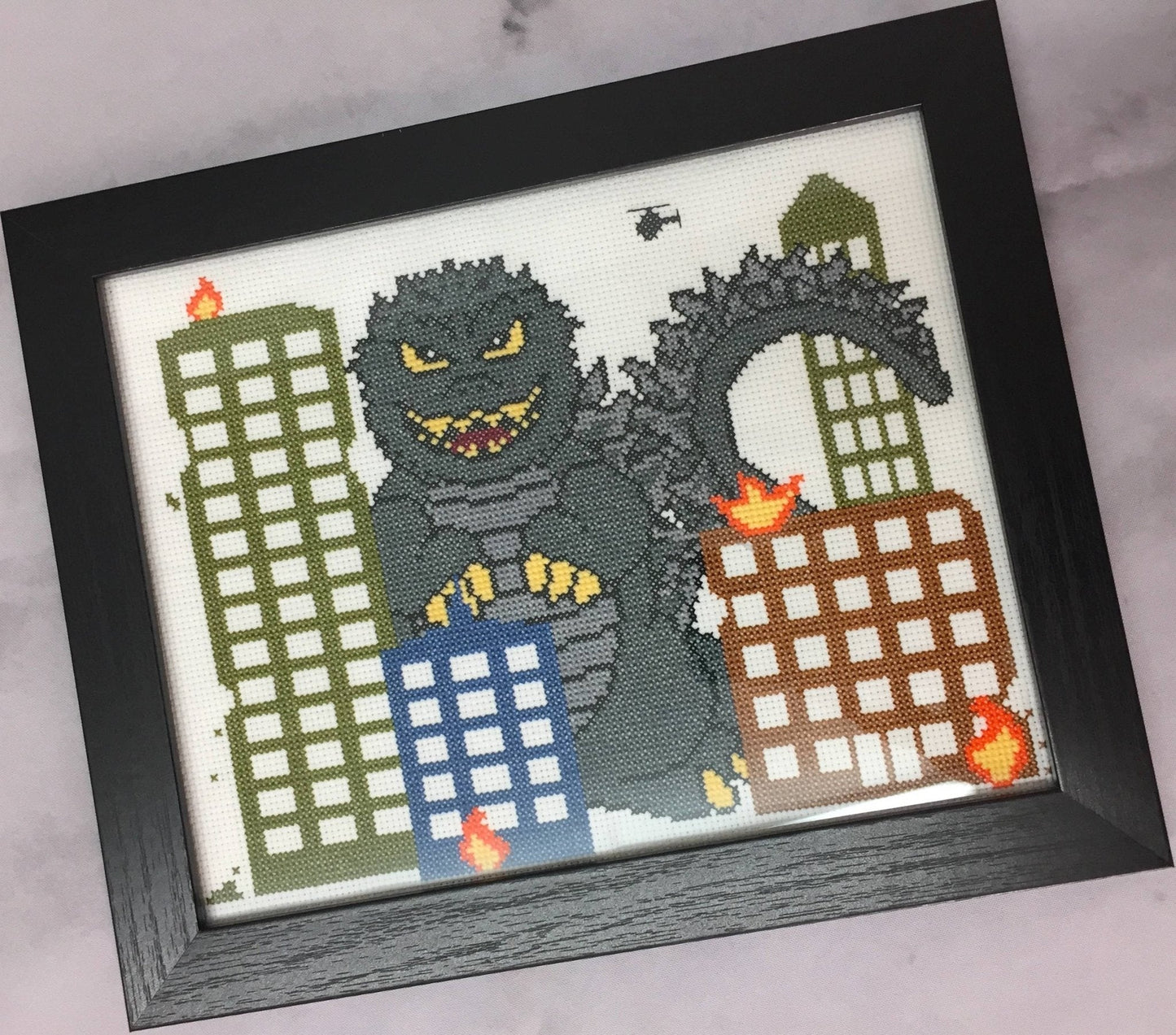 Monster Mayhem Cross Stitch Kit – Giant Monster City Design (8"x10")