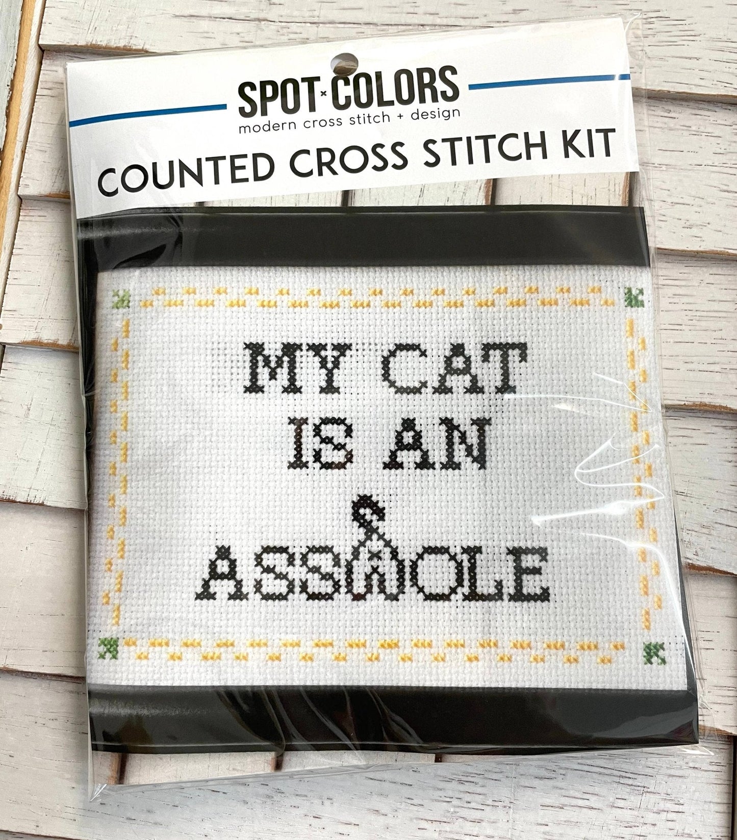 My Cat is an Asshole Cross Stitch Kit – Funny Gift for Cat Lovers (6”)