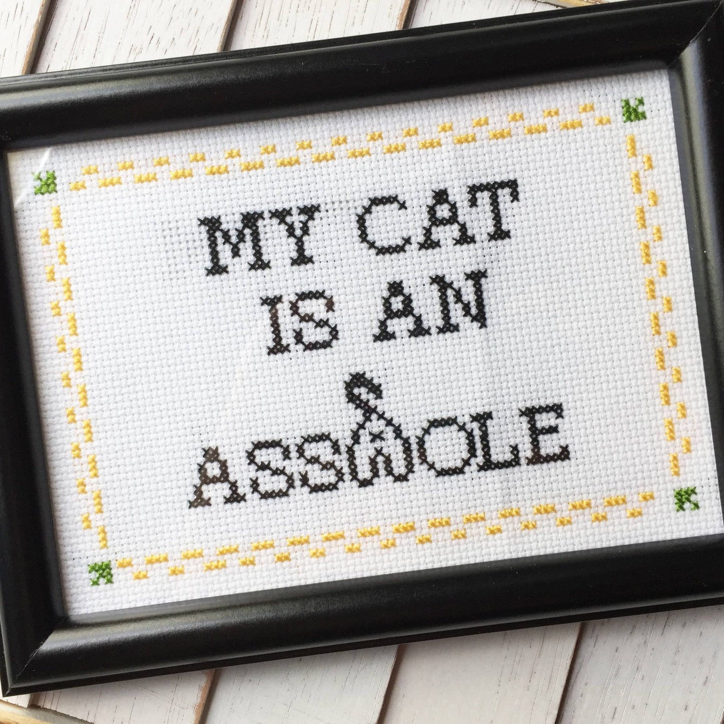 My Cat is an Asshole Cross Stitch Kit – Funny Gift for Cat Lovers (6”)