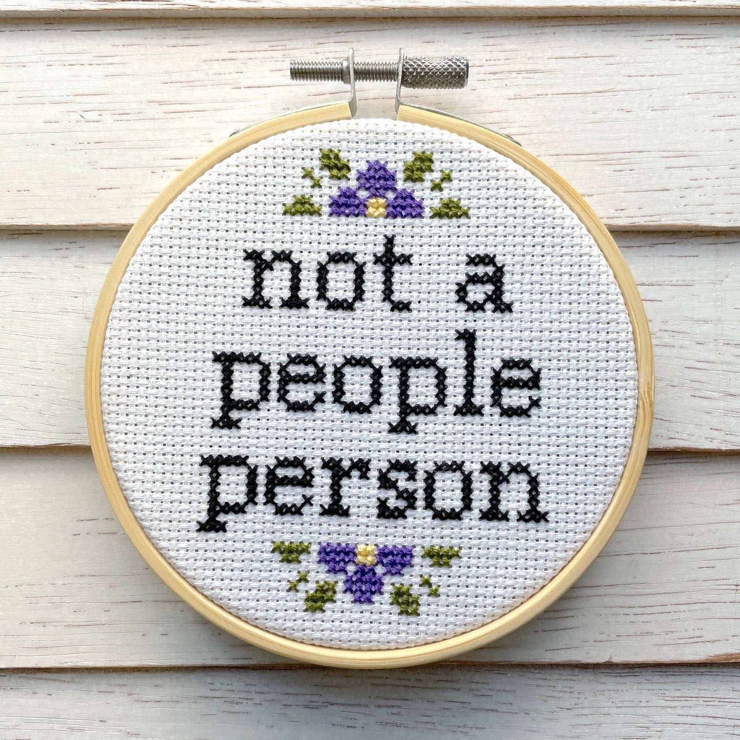 “Not a People Person” Cross Stitch Kit – Snarky Floral Design