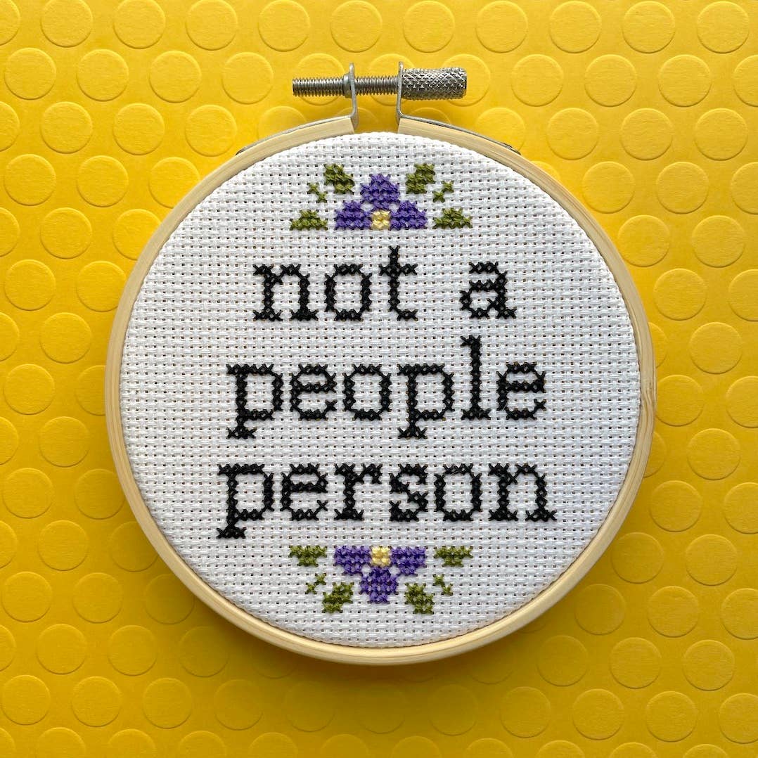 “Not a People Person” Cross Stitch Kit – Snarky Floral Design
