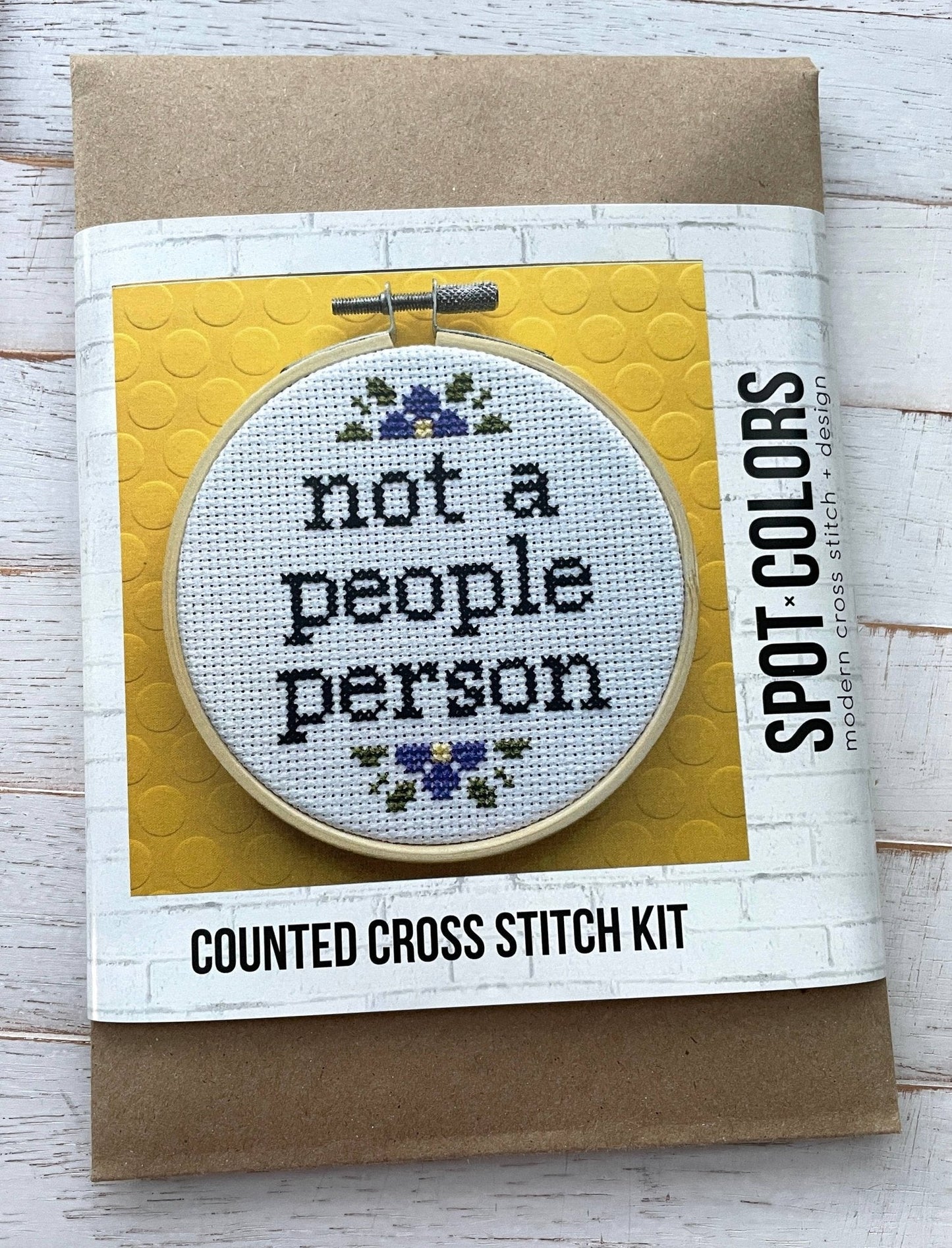 “Not a People Person” Cross Stitch Kit – Snarky Floral Design