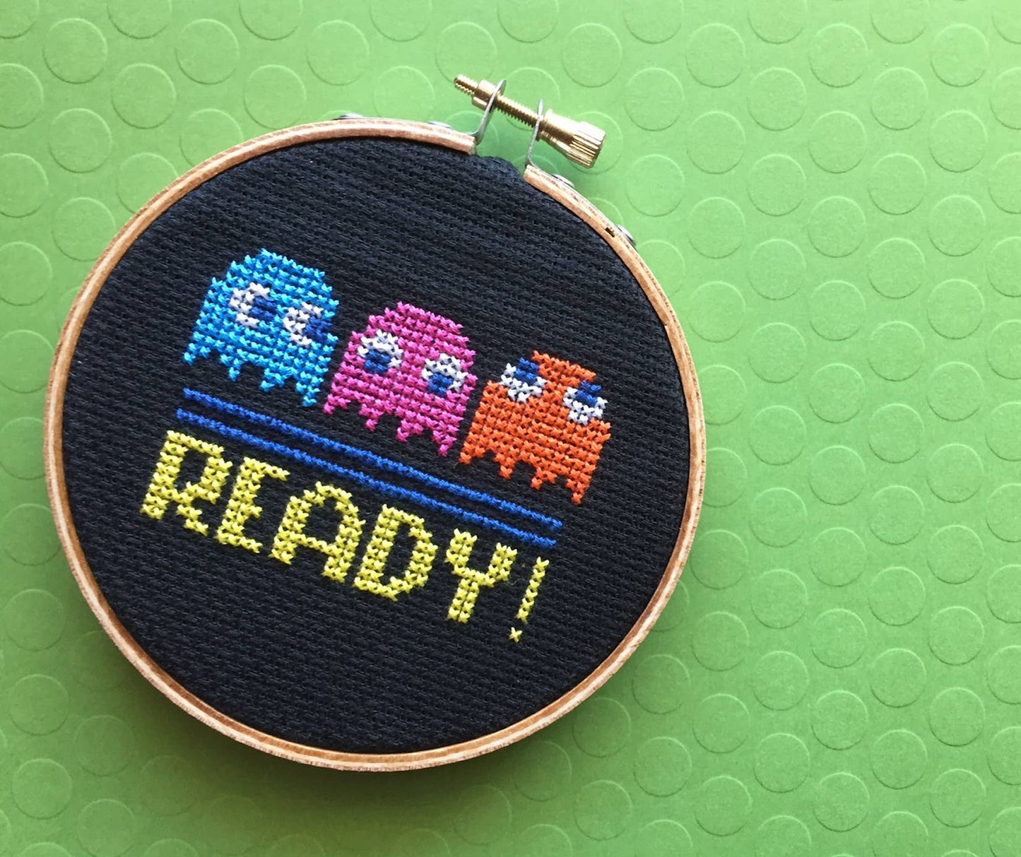 Pac-Man Cross Stitch Kit – Retro Arcade Design with Ghosts