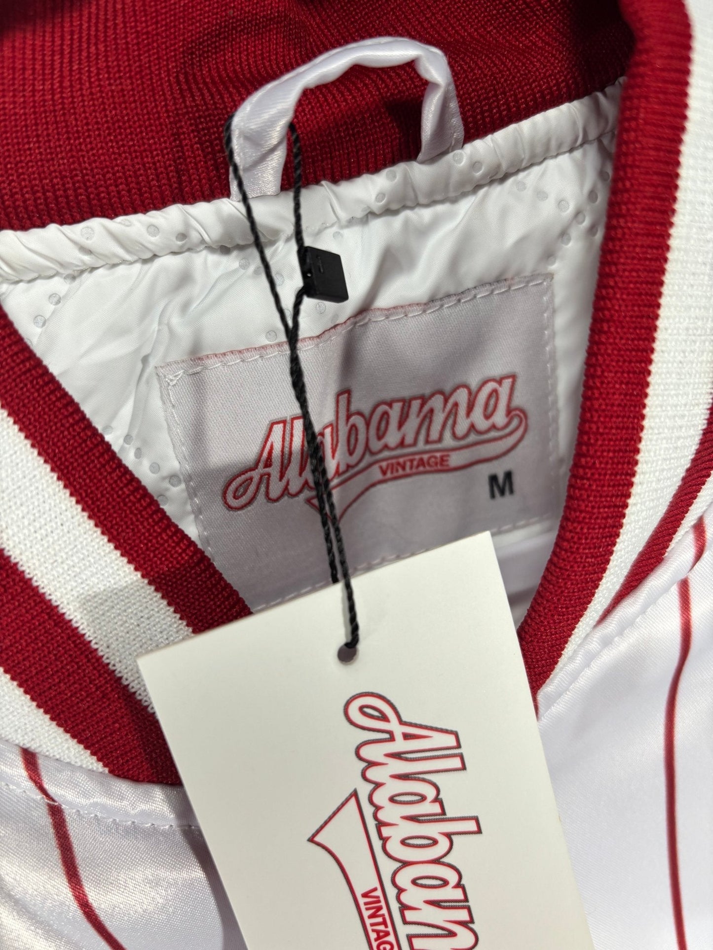 Pinstripe Collection – White Alabama Bomber Jacket (Vol. 2)
