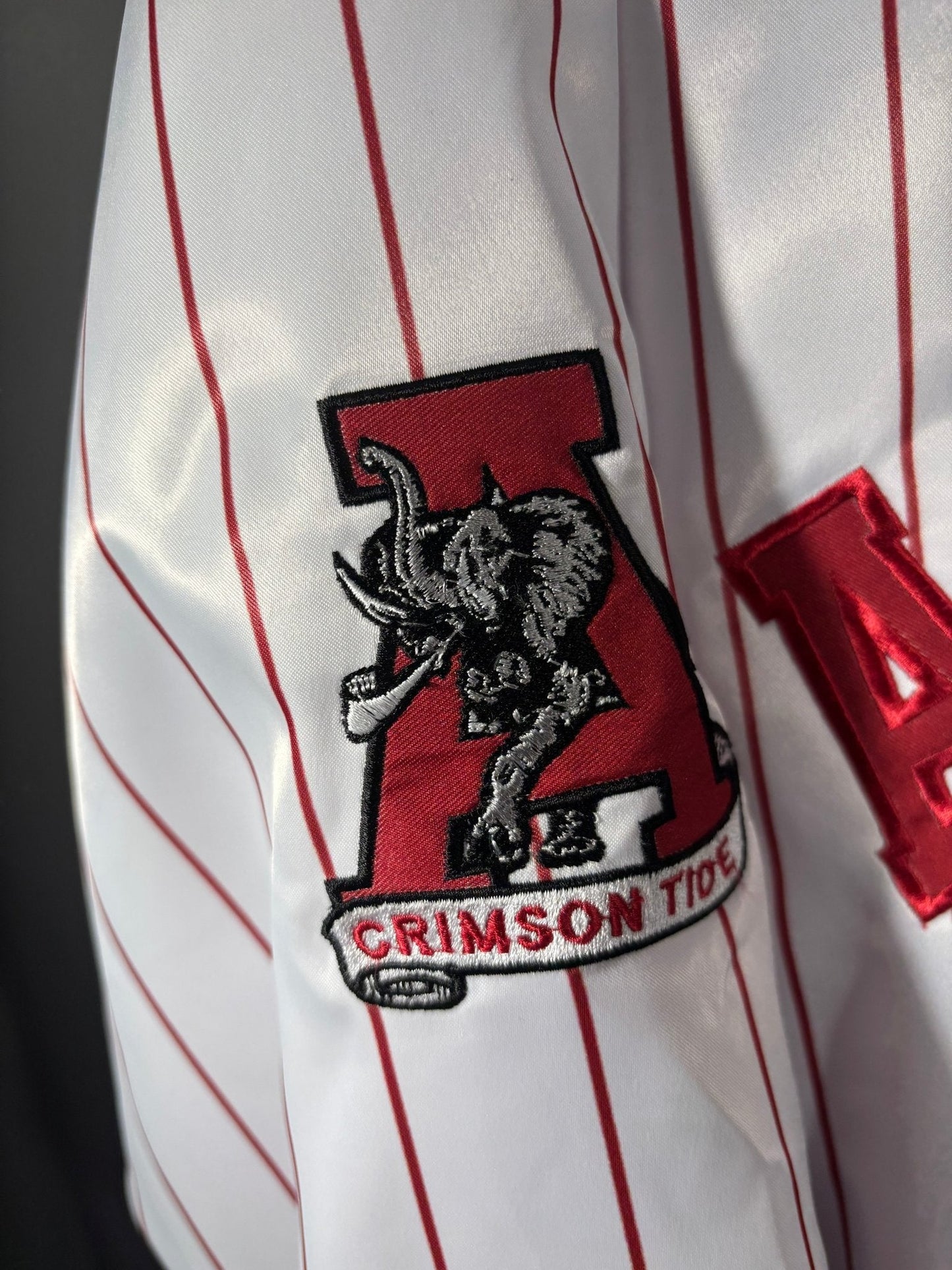 Pinstripe Collection – White Alabama Bomber Jacket (Vol. 2)