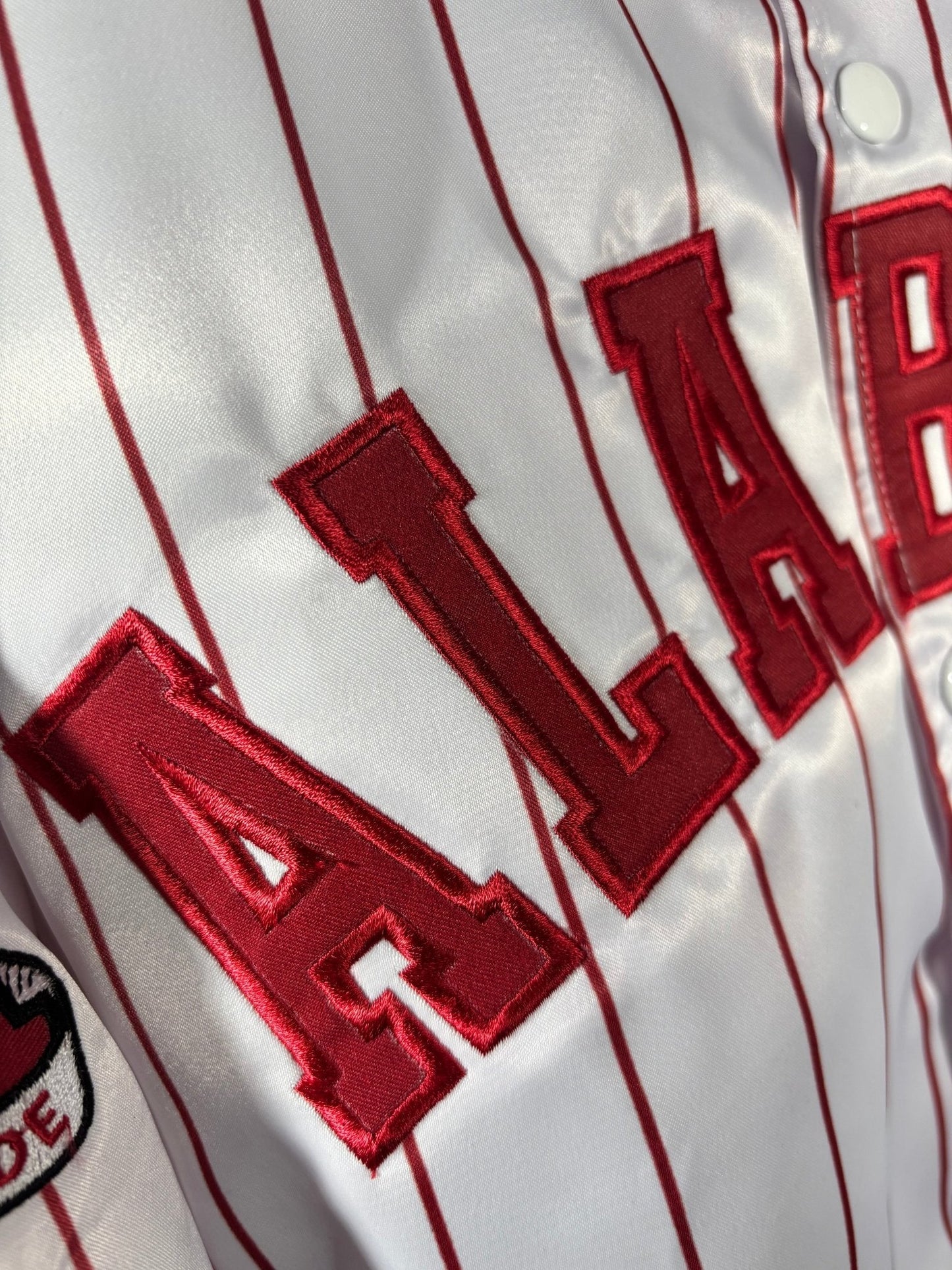 Pinstripe Collection – White Alabama Bomber Jacket (Vol. 2)