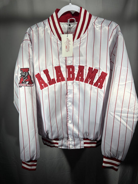 Pinstripe Collection – White Alabama Bomber Jacket (Vol. 2)