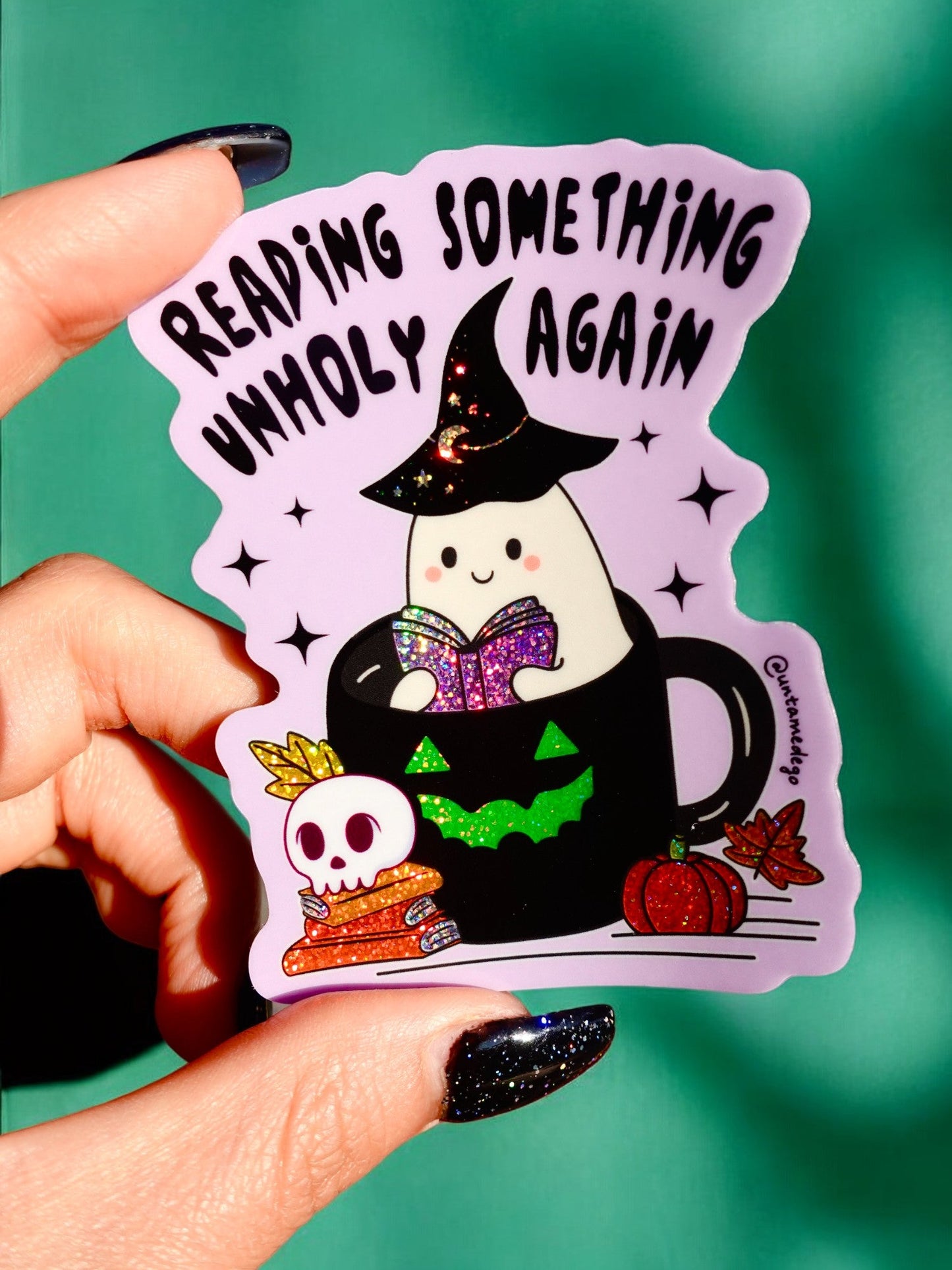 Reading Something Unholy Again Halloween Sticker