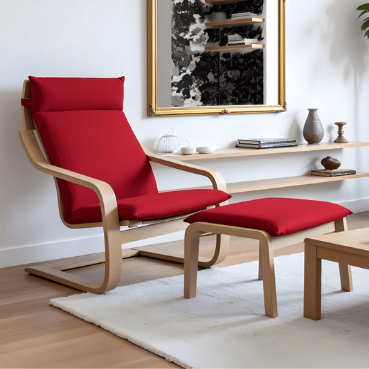 Velvet Burgundy Red Chair and Ottoman Covers, Compatible with IKEA Poang