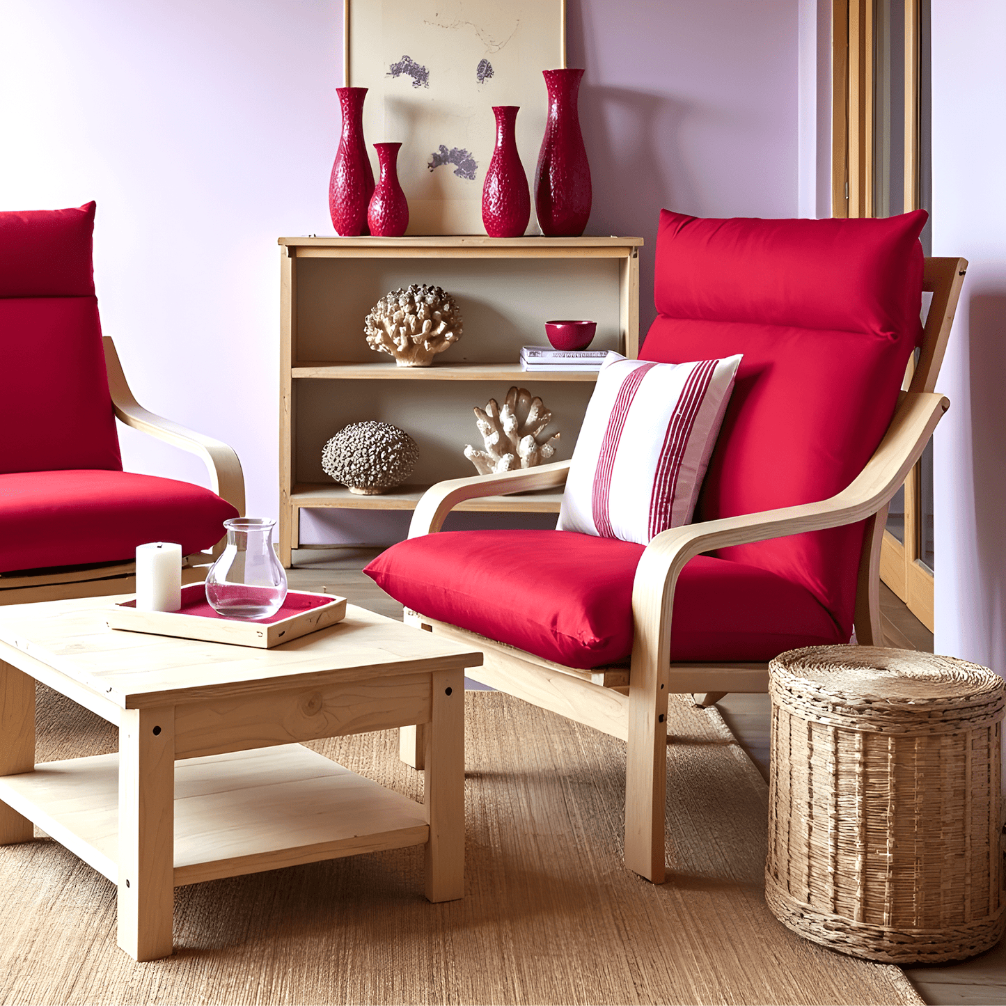 Velvet Burgundy Red Chair and Ottoman Covers, Compatible with IKEA Poang