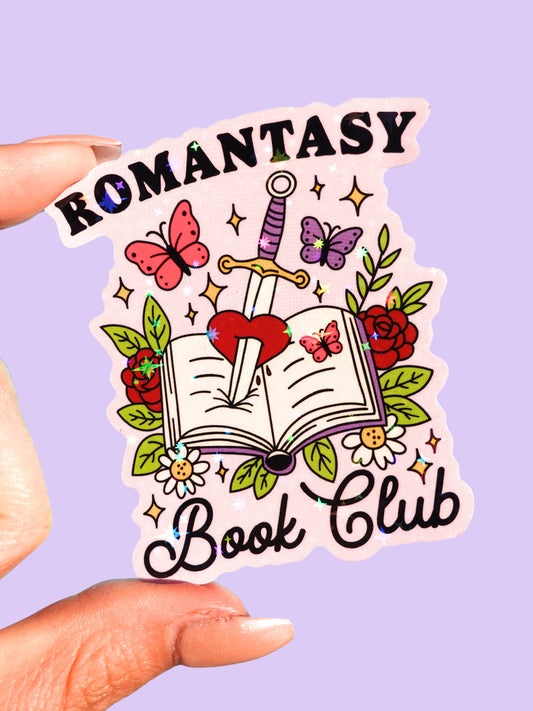 Romantasy Book Club Sticker – Holographic Fantasy Romance Bookish Vinyl Sticker