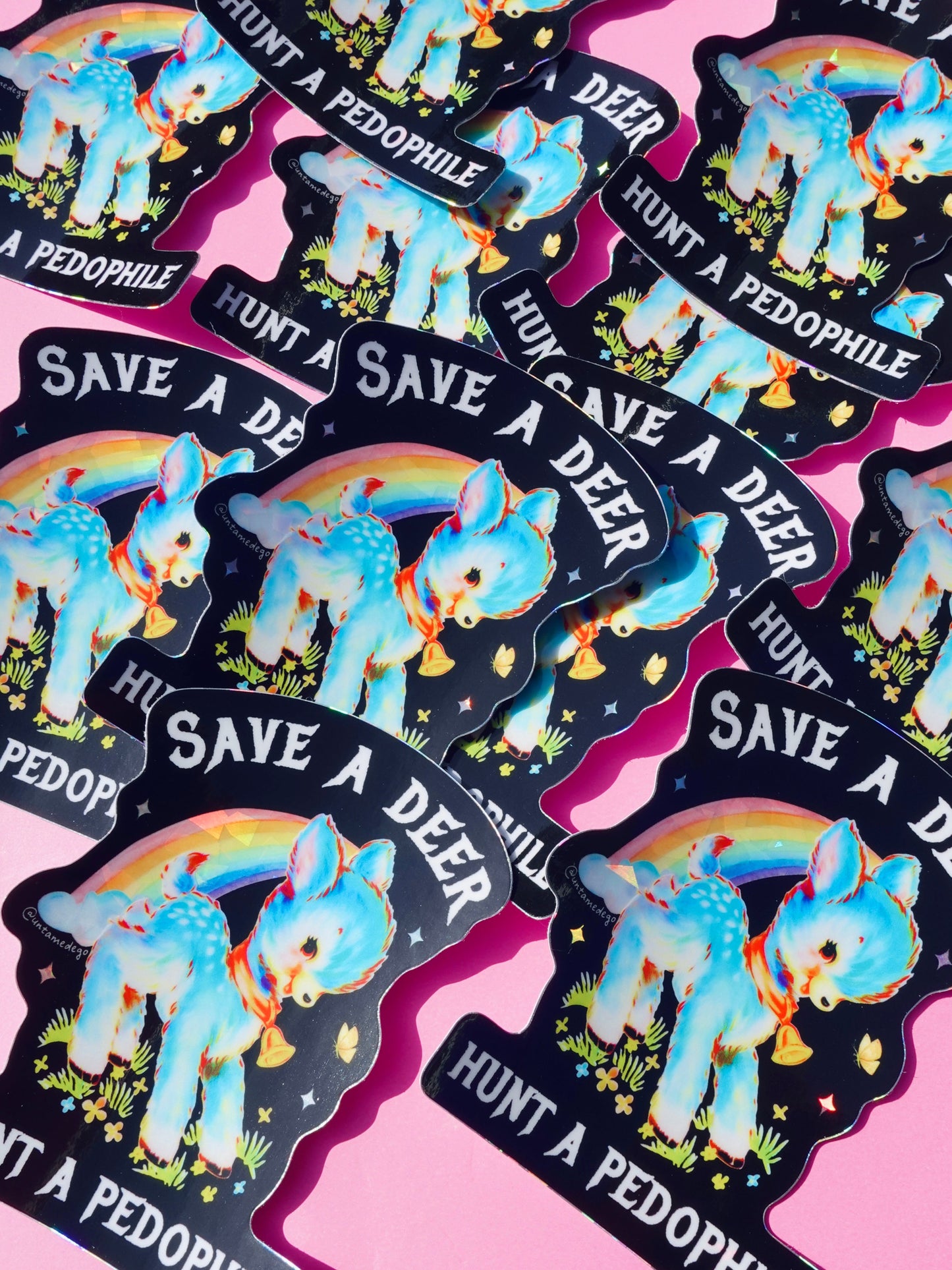 Vinyl Sticker – Save a Deer Hunt A Pedophile – Anti-Pedophile Waterproof Dark Humor Decal Sticker