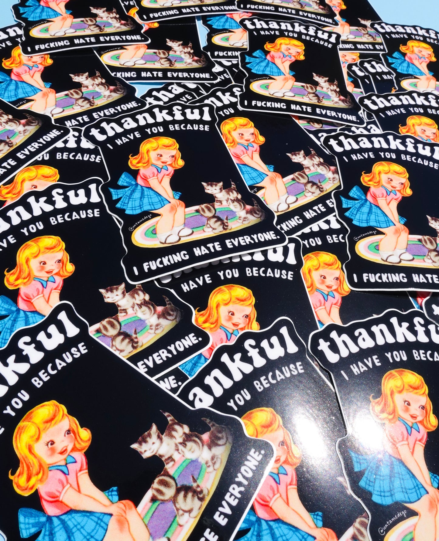 Funny Vinyl Sticker – Thankful I Have You – Cat Dark Humor Waterproof Decal