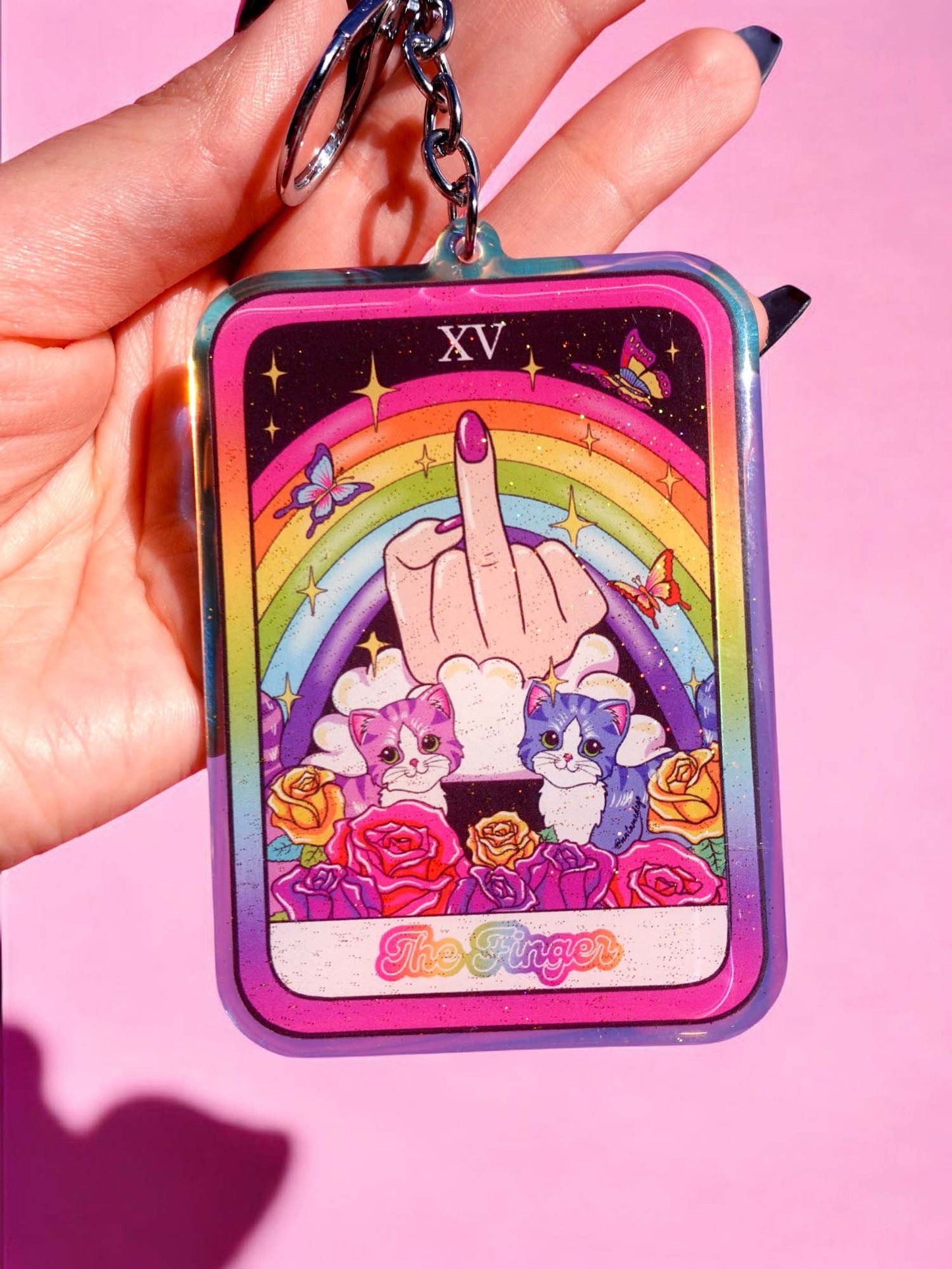 The Finger Rainbow Acrylic Keychain